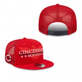 Men's Cincinnati Reds Red Patriot Trucker 9FIFTY Snapback Hat