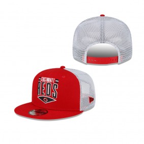 Men's Cincinnati Reds Red White Base Trucker 9FIFTY Snapback Hat