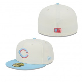 Men's Cincinnati Reds White Light Blue Spring Color Two-Tone 59FIFTY Fitted Hat