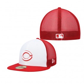 Men's Cincinnati Reds White Red 2023 On-Field Batting Practice 59FIFTY Fitted Hat