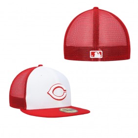 Men's Cincinnati Reds White Red 2023 On-Field Batting Practice 59FIFTY Fitted Hat