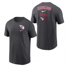 Men's Cleveland Guardians Nike Charcoal Logo Sketch Bar T-Shirt
