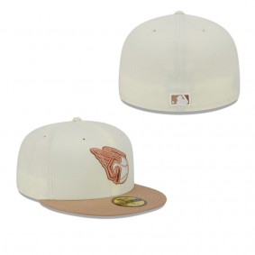 Men's Cleveland Guardians Cream Chrome Camel Rust Undervisor 59FIFTY Fitted Hat