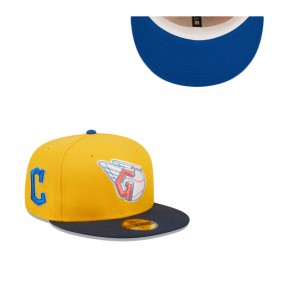 Men's Cleveland Guardians Gold Azure Team Logo Undervisor 59FIFTY Fitted Hat