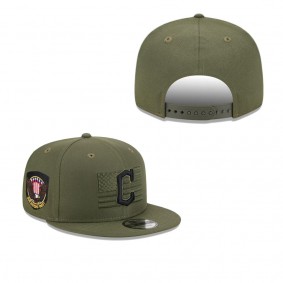 Men's Cleveland Guardians Green 2023 Armed Forces Day 9FIFTY Snapback Adjustable Hat