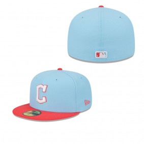 Men's Cleveland Guardians Light Blue Red Spring Color Two-Tone 59FIFTY Fitted Hat