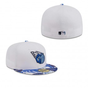 Men's Cleveland Guardians White Blue Flamingo 59FIFTY Fitted Hat