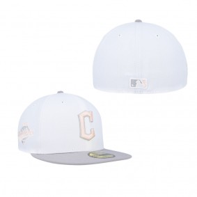 Men's Cleveland Guardians White Gray 1997 World Series Side Patch Peach Undervisor 59FIFTY Fitted Hat