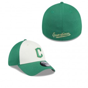 Men's Cleveland Guardians White Green 2024 St. Patrick's Day 39THIRTY Flex Fit Hat