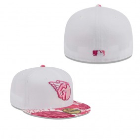 Men's Cleveland Guardians White Pink Flamingo 59FIFTY Fitted Hat