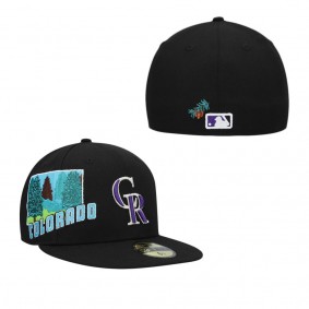 Men's Colorado Rockies Black Stateview 59FIFTY Fitted Hat