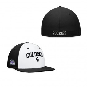 Men's Colorado Rockies White Black Iconic Color Blocked Fitted Hat