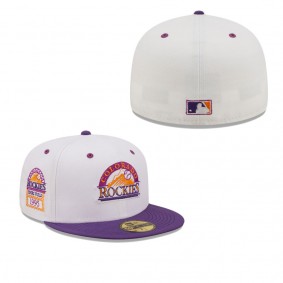 Men's Colorado Rockies White Purple 1995 Coors Field Grape Lolli 59FIFTY Fitted Hat