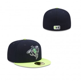 Men's Columbia Fireflies Navy Neon Green Marvel x Minor League 59FIFTY Fitted Hat
