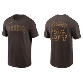 Men's San Diego Padres Craig Stammen Brown Name & Number T-Shirt