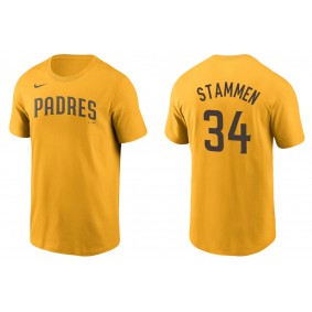 Men's San Diego Padres Craig Stammen Gold Name & Number T-Shirt
