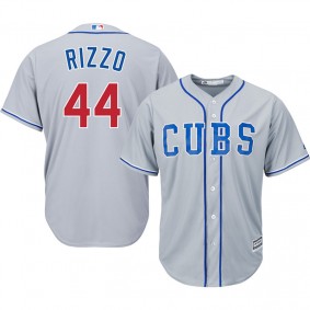 Male Chicago Cubs #44 Anthony Rizzo Gray Cool Base Road Jersey