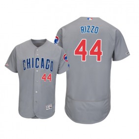 MLB 150th Anniversary Patch Chicago Cubs Gray #44 Anthony Rizzo Flex Base Authentic Collection Road Jersey Men's