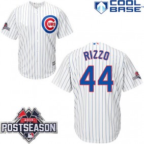 Male Chicago Cubs #44 Anthony Rizzo White Cool Base Home Jersey