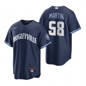 Chicago Cubs Chris Martin Navy City Connect Replica Jersey