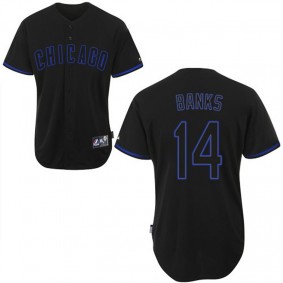 Male Chicago Cubs #14 Ernie Banks Black Fashion Jersey