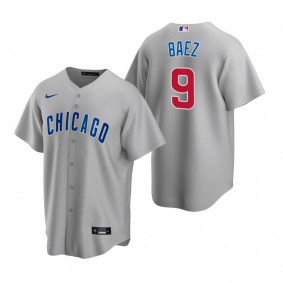 Men's Chicago Cubs Javier Baez Nike Gray Replica Road Jersey