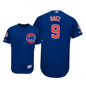 MLB 150th Anniversary Patch Chicago Cubs Royal #9 Javier Baez Flex Base Authentic Collection Alternate Jersey Men's