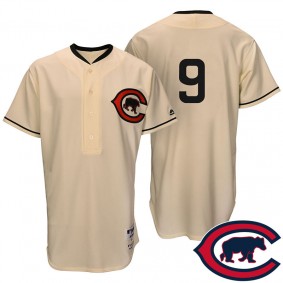 Male Chicago Cubs Javier Baez #9 Tan Turn Back the Clock Throwback Player Jersey
