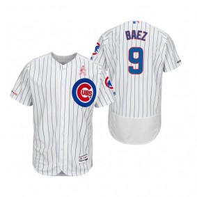 2019 Mother's Day Javier Baez Chicago Cubs #9 White Royal Flex Base Home Jersey