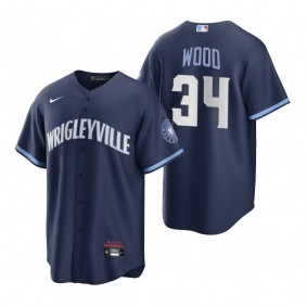 Chicago Cubs Kerry Wood Navy 2021 City Connect Replica Jersey