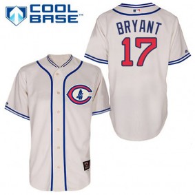 Male Chicago Cubs #17 Kris Bryant Cream 1929 Throwback Jersey
