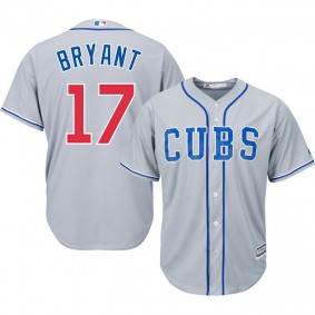 Male Chicago Cubs #17 Kris Bryant Gray Cool Base Road Jersey