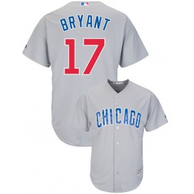 Male Chicago Cubs Kris Bryant #17 Gray Official Cool Base Jersey