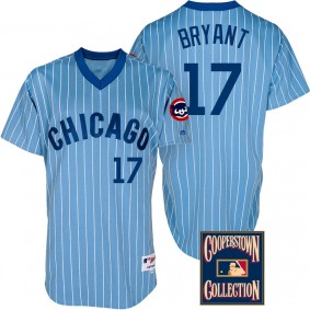 Male Chicago Cubs #17 Kris Bryant Light Blue Throwback Turn Back The Clock Jersey