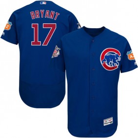 Male Chicago Cubs #17 Kris Bryant Royal Blue Flexbase On-Field Spring Jersey