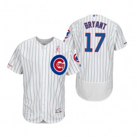 2019 Mother's Day Kris Bryant Chicago Cubs #17 White Royal Flex Base Home Jersey