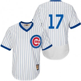 Male Chicago Cubs #17 Kris Bryant White Throwback Flexbase Collection Jersey