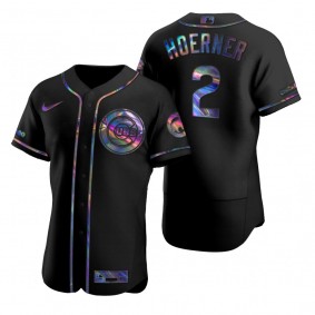Chicago Cubs Nico Hoerner Nike Black Authentic Holographic Golden Edition Jersey