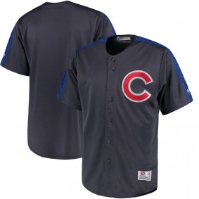 Male Chicago Cubs Stitches Charcoal Button Down Hot Corner Polyester Jersey