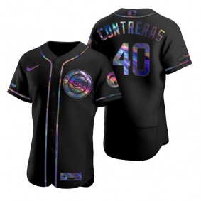 Chicago Cubs Willson Contreras Nike Black Authentic Holographic Golden Edition Jersey