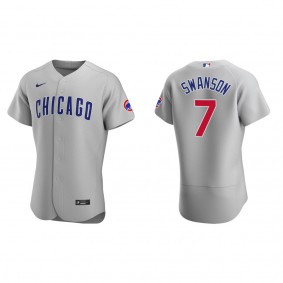 Dansby Swanson Men's Chicago Cubs Nike Gray Road Authentic Jersey