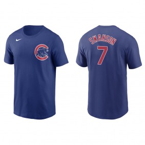 Dansby Swanson Men's Chicago Cubs Javier Baez Nike Royal Name & Number T-Shirt
