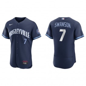 Dansby Swanson Men's Chicago Cubs Nike Navy City Connect Authentic Jersey