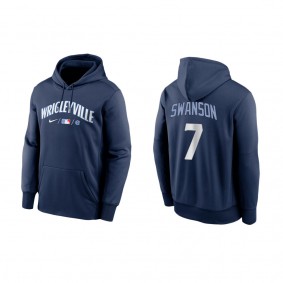 Dansby Swanson Chicago Cubs Nike Navy City Connect Baseball Therma Pullover Hoodie