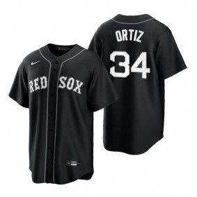 Boston Red Sox David Ortiz Nike Black White 2021 All Black Fashion Replica Jersey