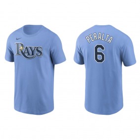 Men's Tampa Bay Rays David Peralta Light Blue Name & Number Nike T-Shirt