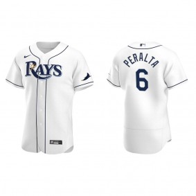 Men's Tampa Bay Rays David Peralta White Authentic Home Jersey