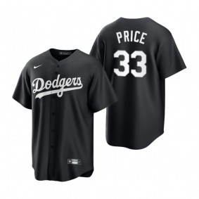 Los Angeles Dodgers David Price Nike Black White 2021 All Black Fashion Replica Jersey