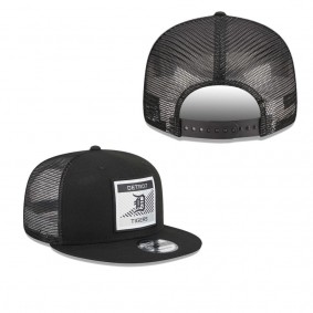 Men's Detroit Tigers Black Scratch Squared Trucker 9FIFTY Snapback Hat