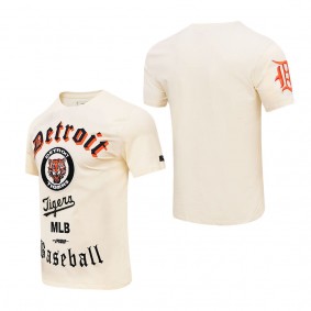 Men's Detroit Tigers Cream Cooperstown Collection Old English T-Shirt